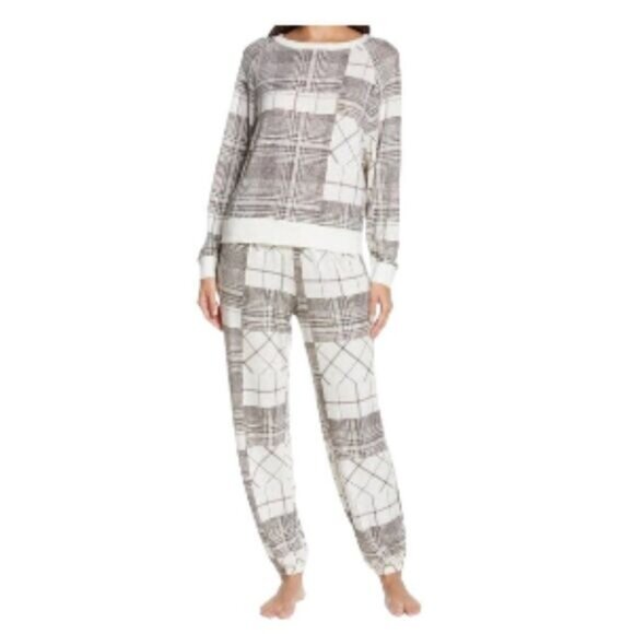 NWT HoneyDew Star Seeker Brushed Jersey Pajama Set Ivory Plaid XL NWT - Picture 1 of 2